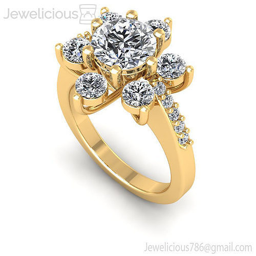 Jewelicious-1543-Ring-A gold flower engagement ring with diamonds