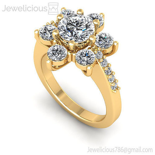 Jewelicious-1543-Ring rose gold flower engagement ring with diamonds
