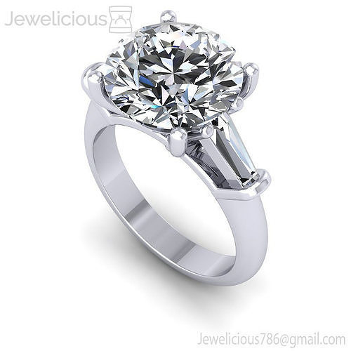 Jewelicious-1542-Ring rose gold engagement ring with two baguette diamonds