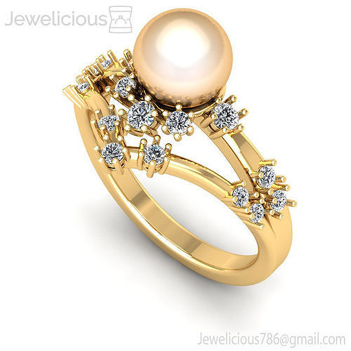 Jewelicious-1530-Ring pearl and diamond ring in rose gold
