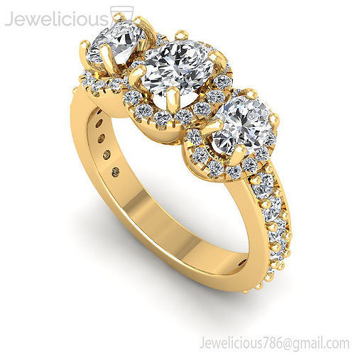 Jewelicious-1527-Ring three stone engagement ring in rose gold