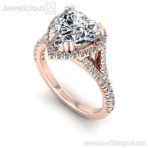 Jewelicious-1524-Ring heart shaped diamond engagement ring in rose gold