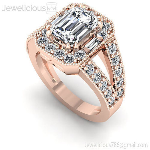 Jewelicious-1513-Ring emerald cut diamond engagement ring gold