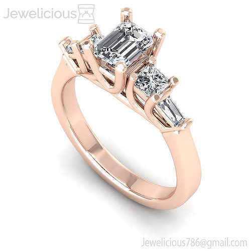 Jewelicious-1511-Ring emerald cut engagement ring in rose gold