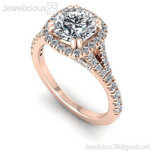 Jewelicious-1503-Ring halo diamond engagement ring in rose gold