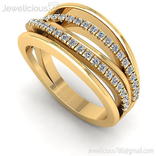 Jewelicious-1502-Ring diamond ring with three rows of diamonds