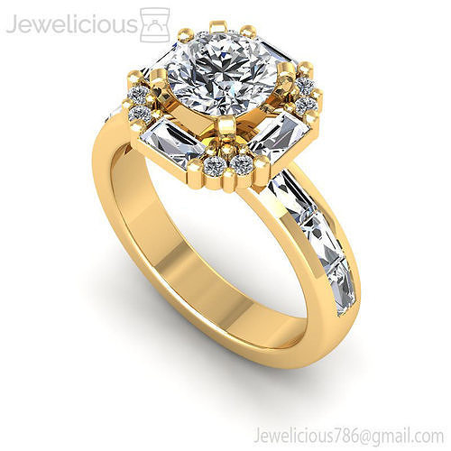 Jewelicious-1493-Ring rose gold engagement ring with baguette cut diamonds