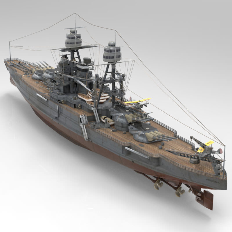 USS Arizona in various formats 3D model_3
