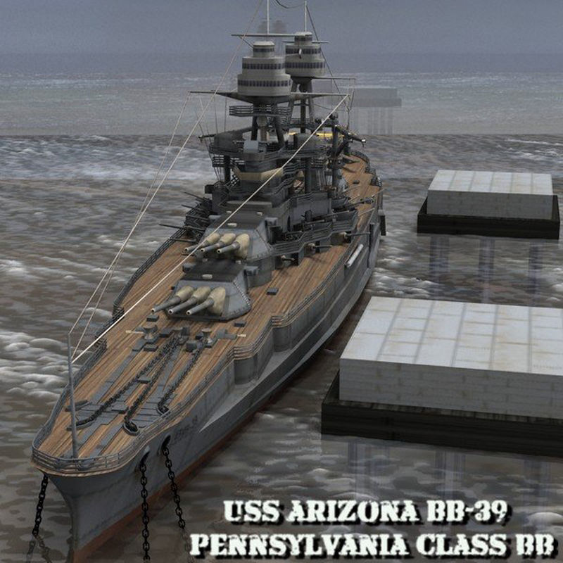 USS Arizona in various formats 3D model_14