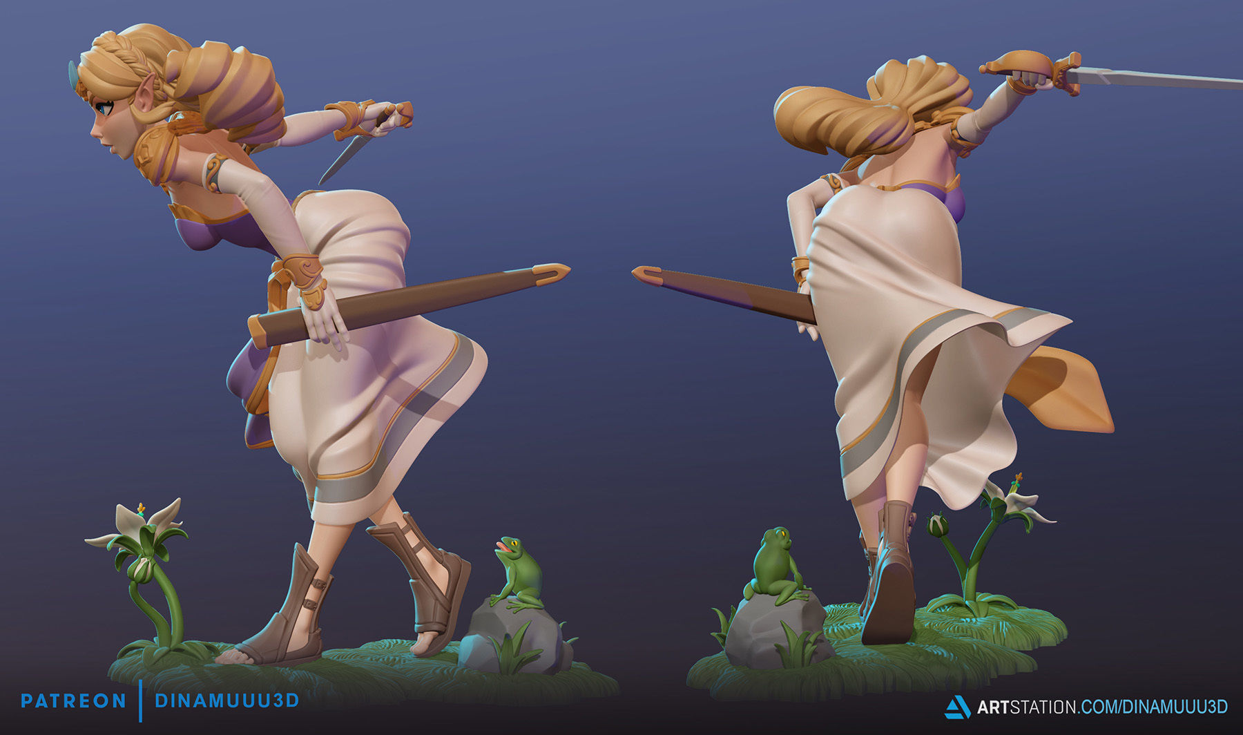 Princess Zelda Figurine 3D Print Model STL 3D print model_3