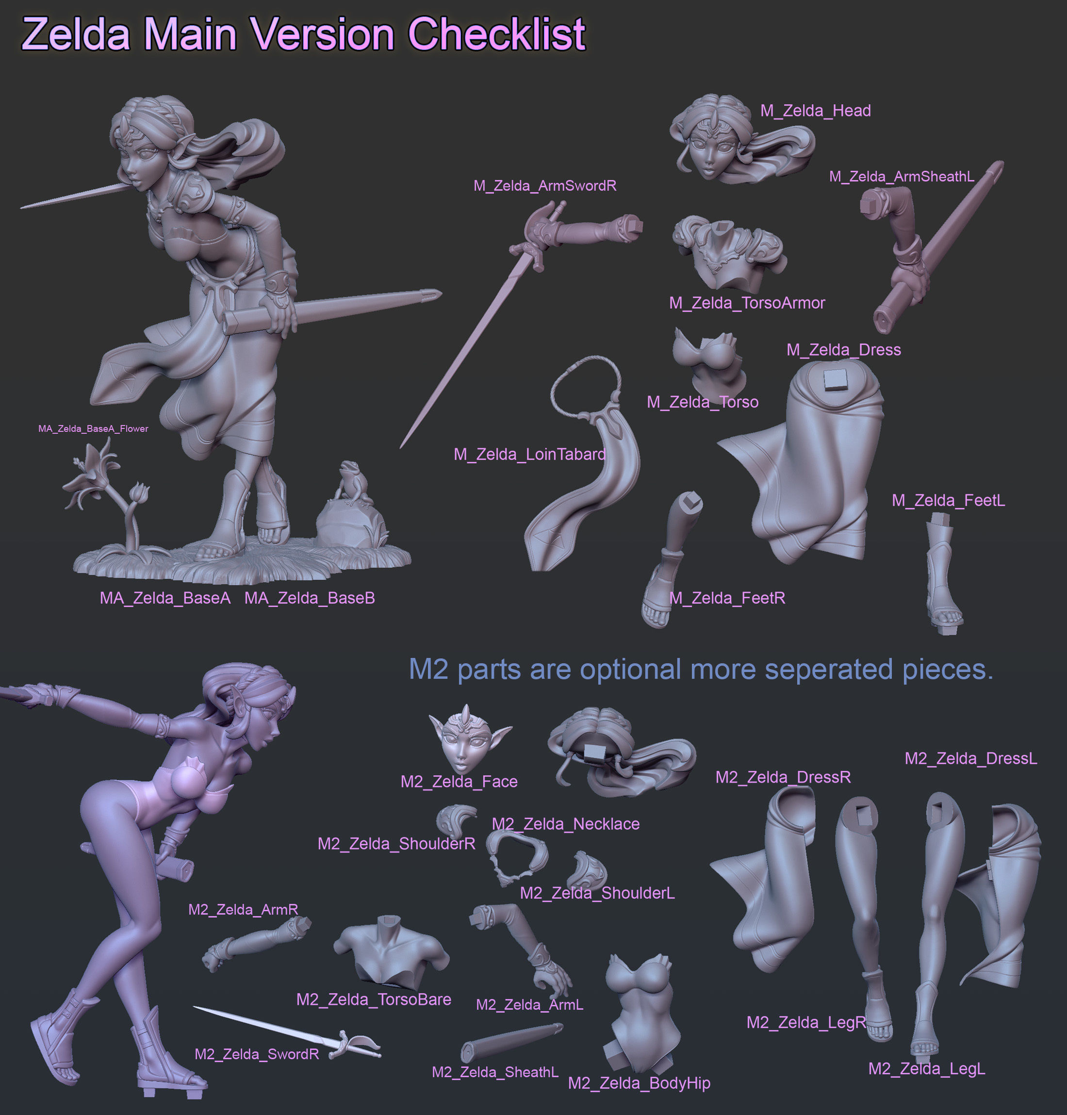 Princess Zelda Figurine 3D Print Model STL 3D print model_6