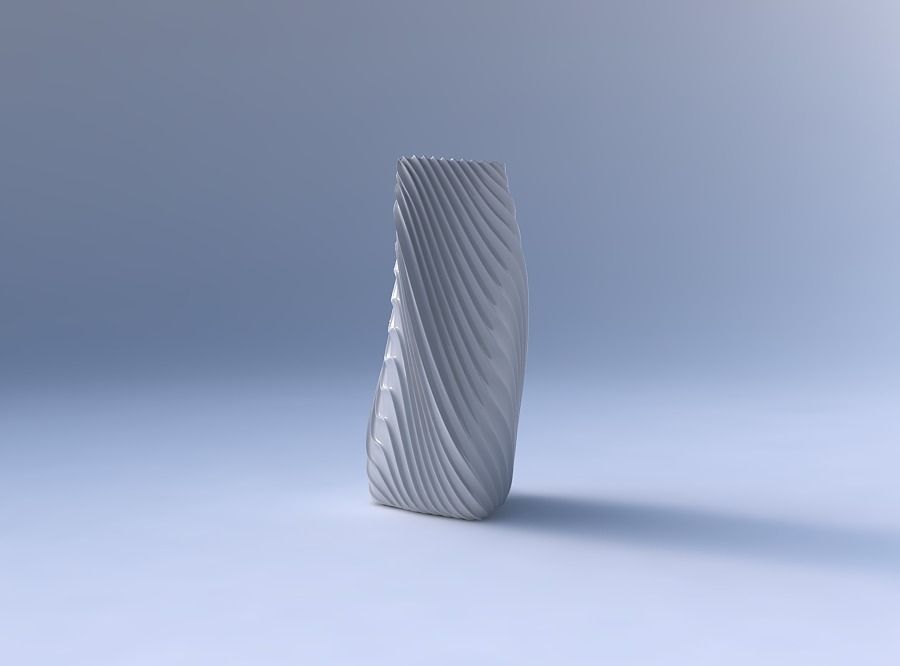Vase twist curved tipping triangle with wavy extruded lines 3 3D print model_4