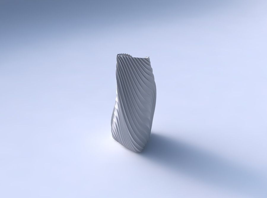 Vase twist curved tipping triangle with wavy extruded lines 3 3D print model_3