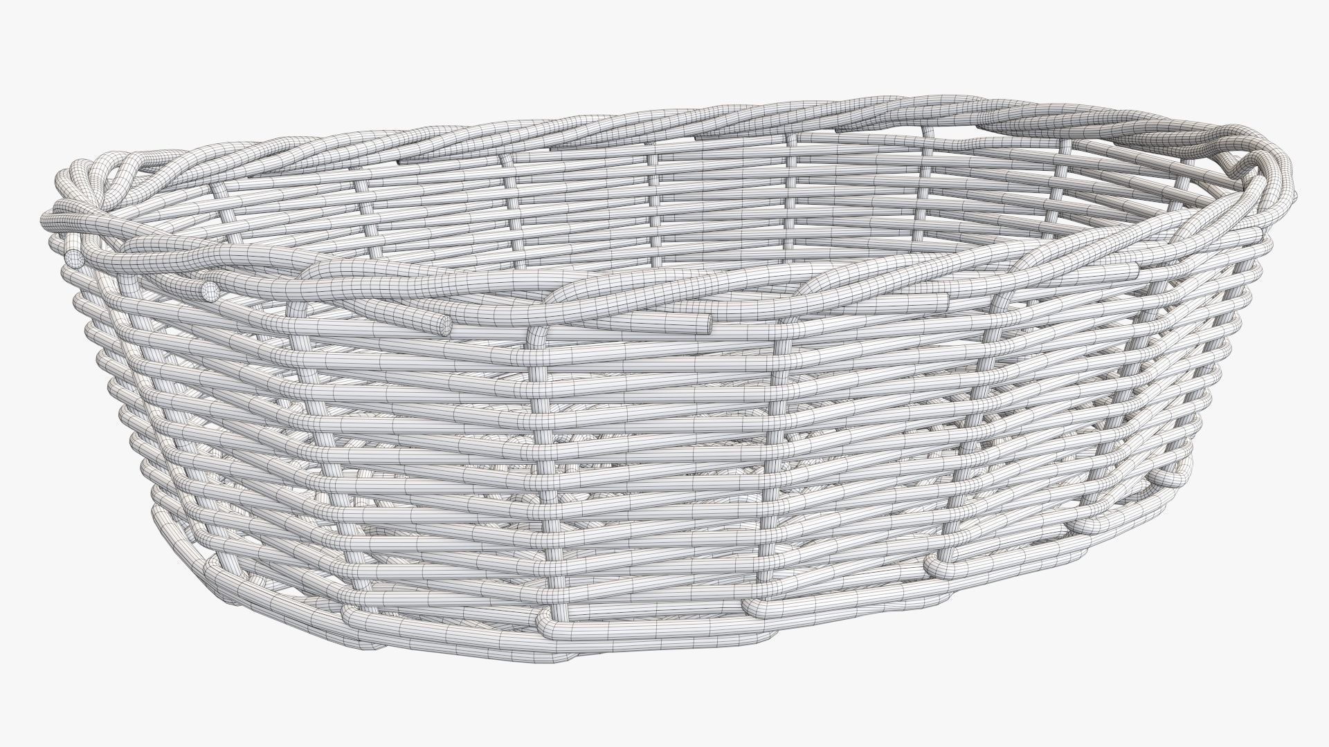 Wicker basket oval light brown 3D model_8