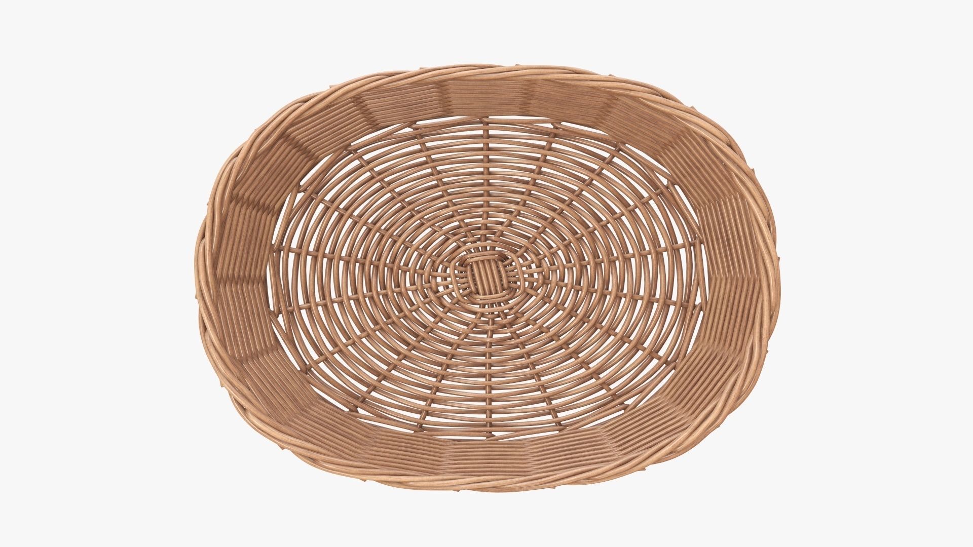 Wicker basket oval light brown 3D model_2