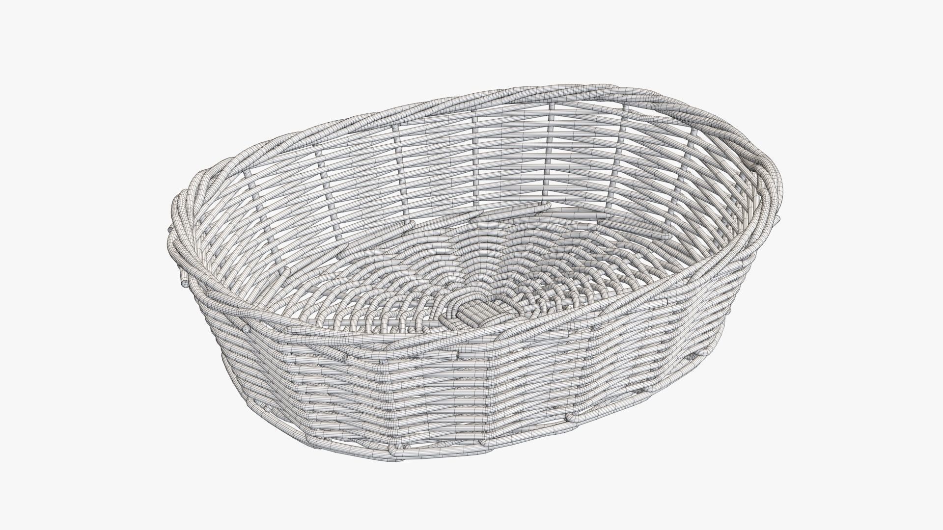 Wicker basket oval light brown 3D model_5