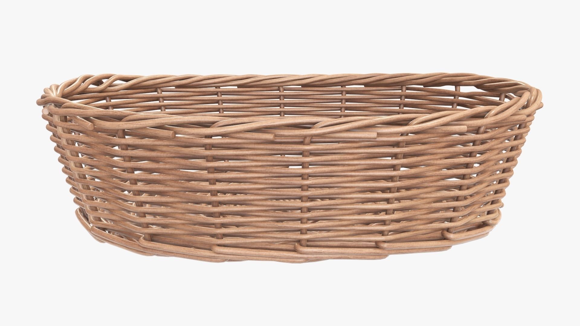 Wicker basket oval light brown 3D model_1