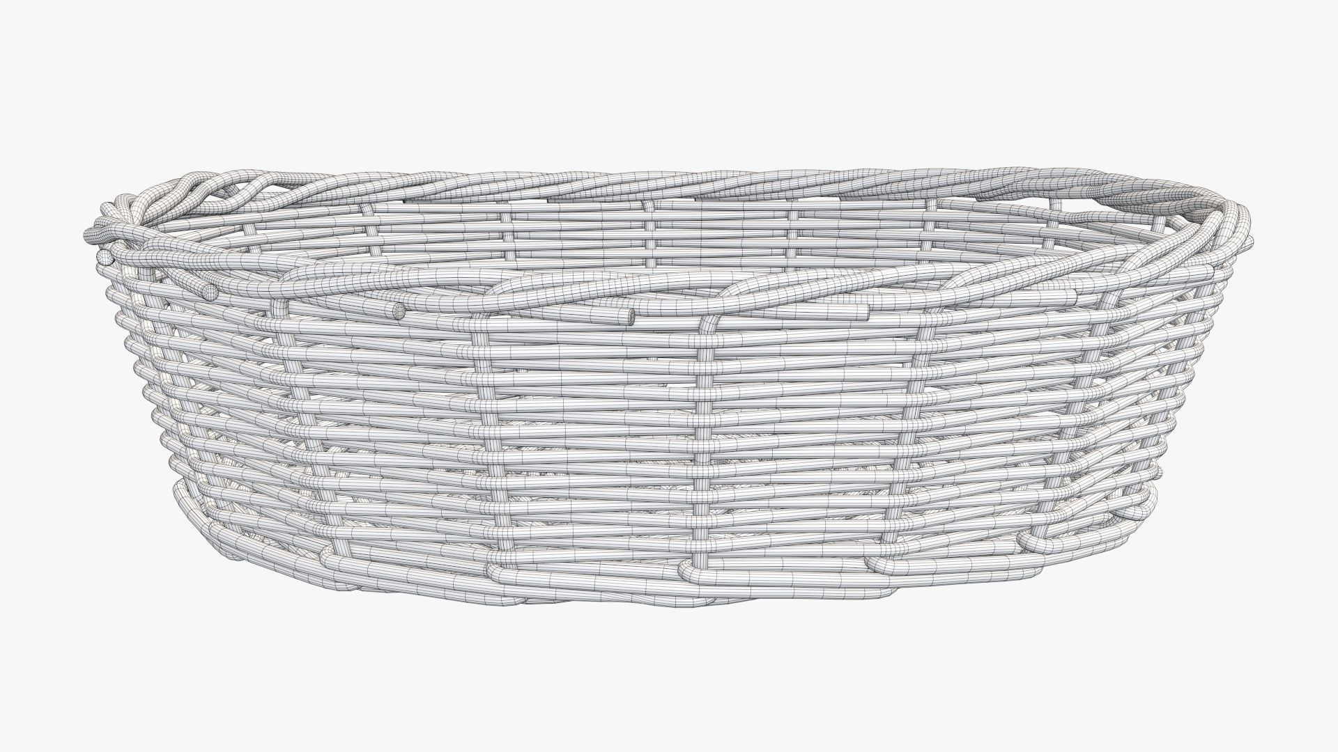 Wicker basket oval light brown 3D model_6