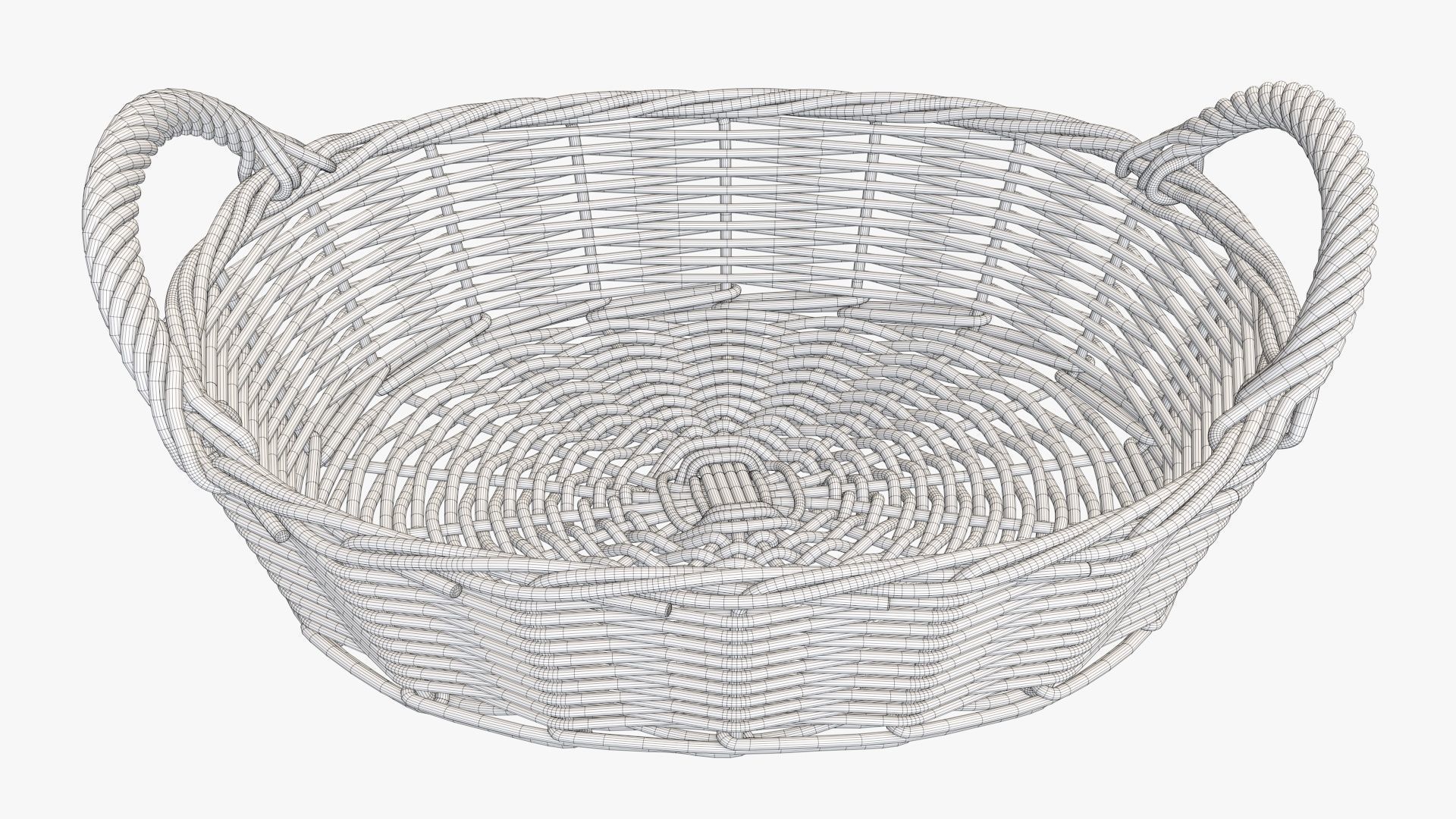 Wicker basket oval  with handles dark brown 3D model_9