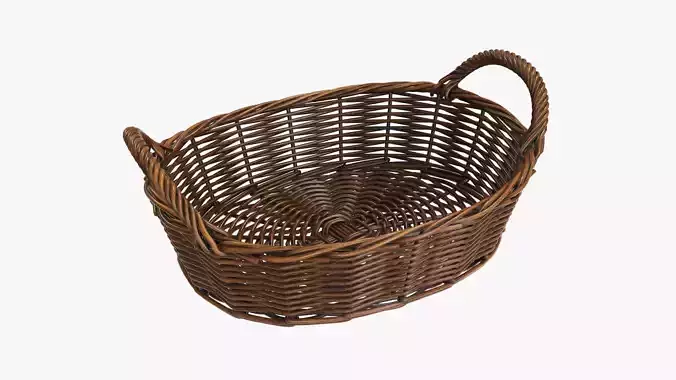 Wicker basket oval  with handles dark brown