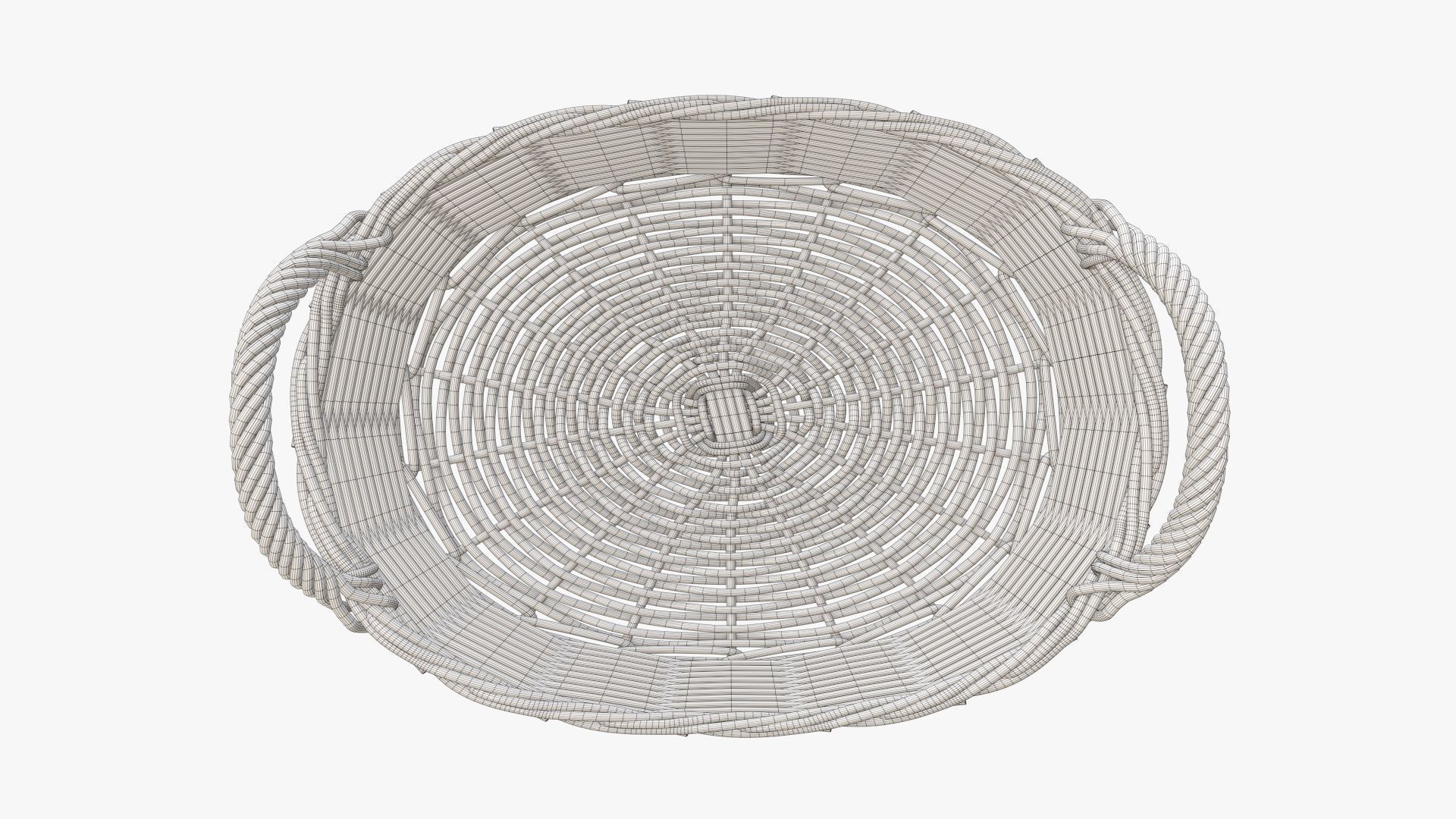 Wicker basket oval  with handles dark brown 3D model_7