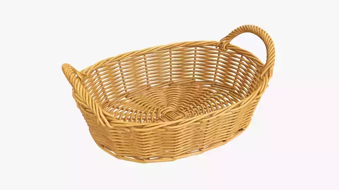 Wicker basket oval with handles medium brown