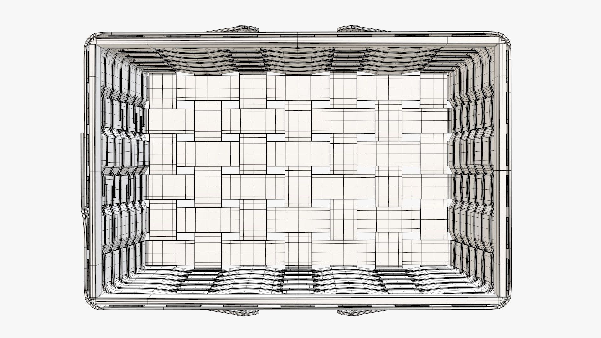 Wicker basket picnic with handles dark brown 3D model_7