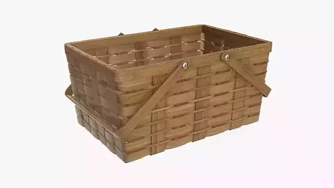 Wicker basket picnic with handles dark brown
