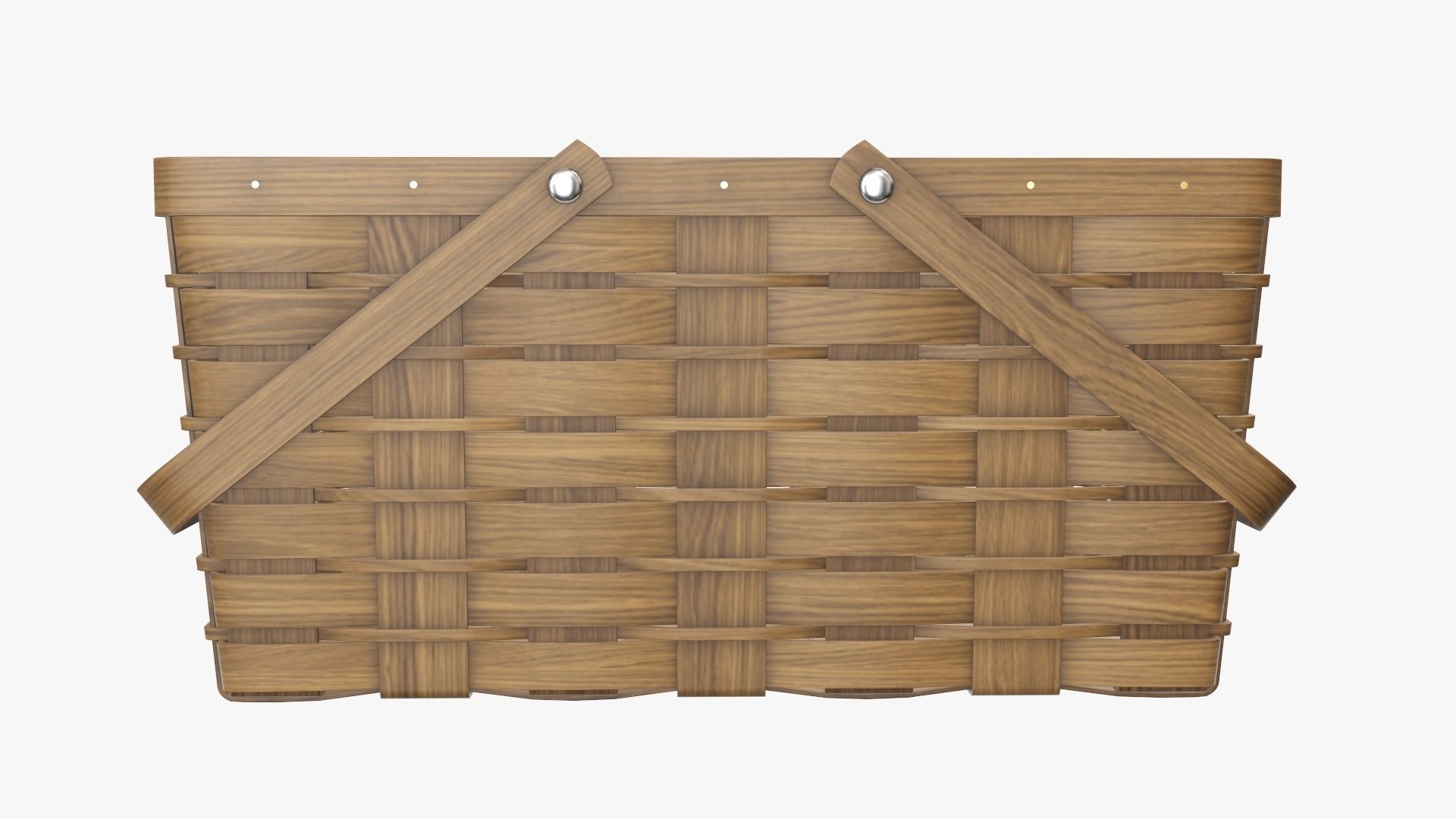 Wicker basket picnic with handles dark brown 3D model_1