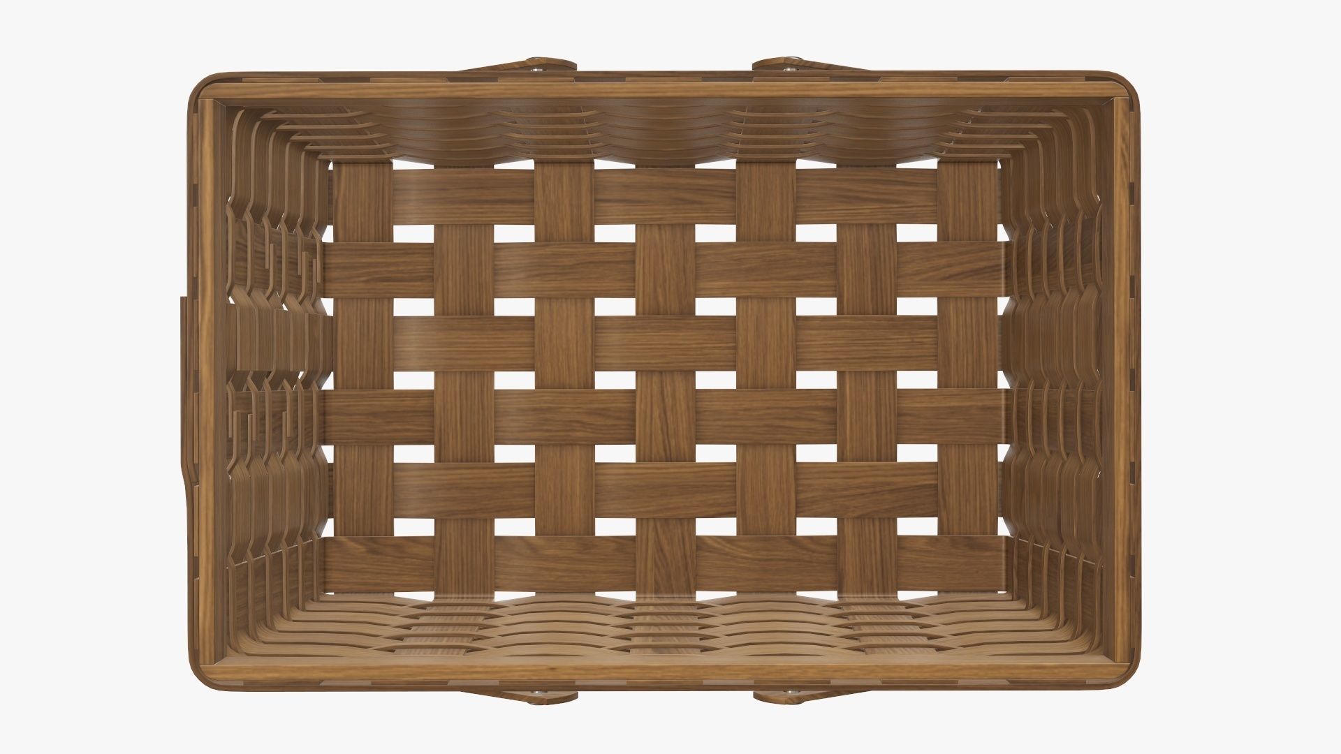 Wicker basket picnic with handles dark brown 3D model_2
