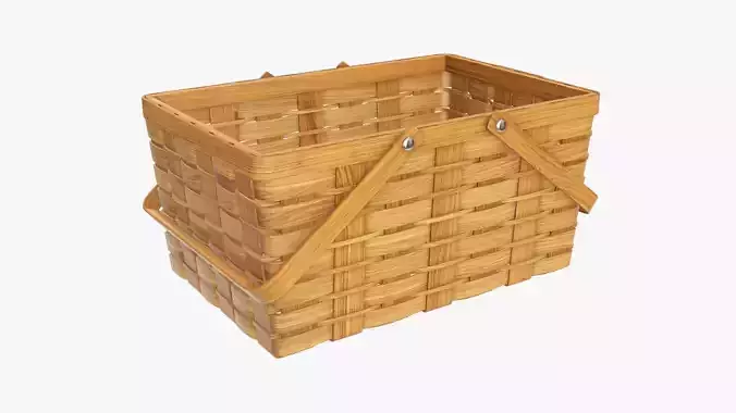 Wicker basket picnic with handles medium brown