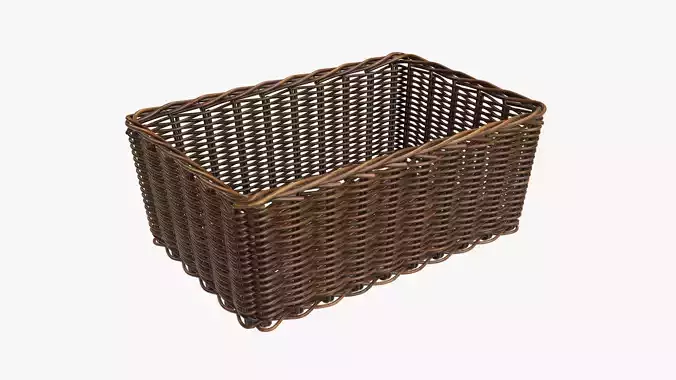 Wicker basket rectangular 01 dark brown