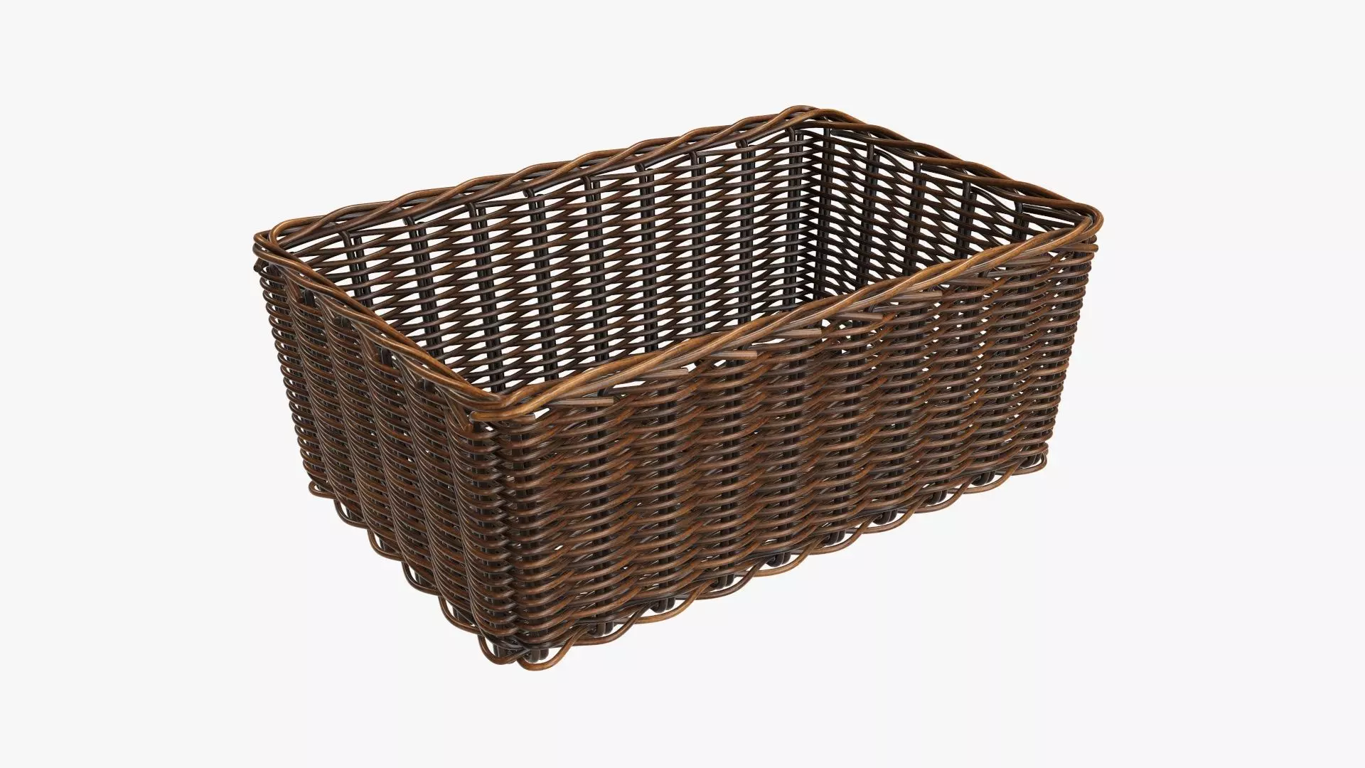 Wicker basket rectangular 01 dark brown 3D model_0
