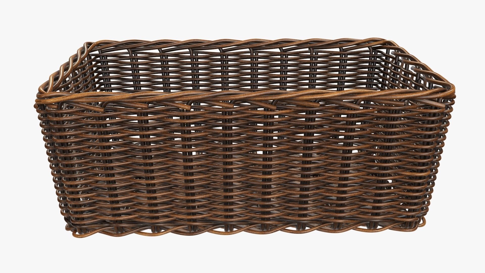 Wicker basket rectangular 01 dark brown 3D model_1