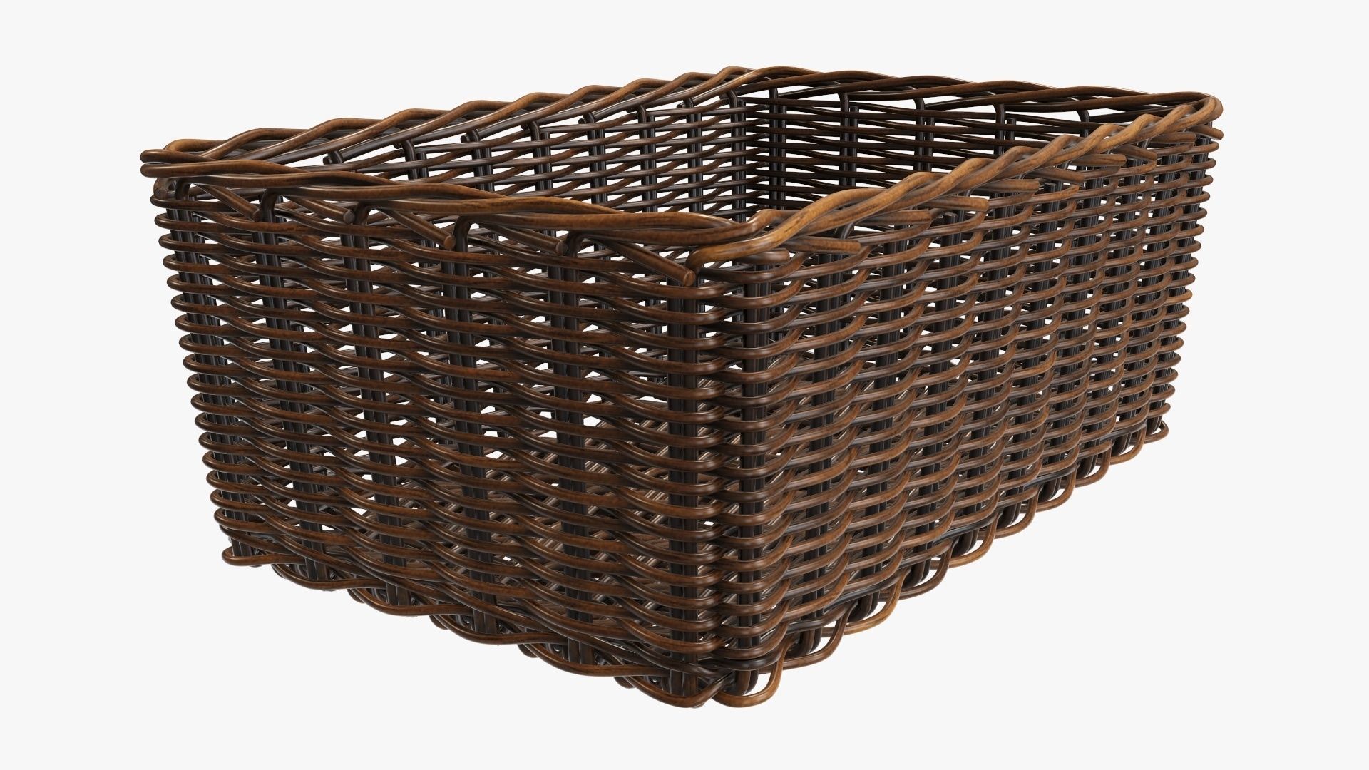 Wicker basket rectangular 01 dark brown 3D model_3