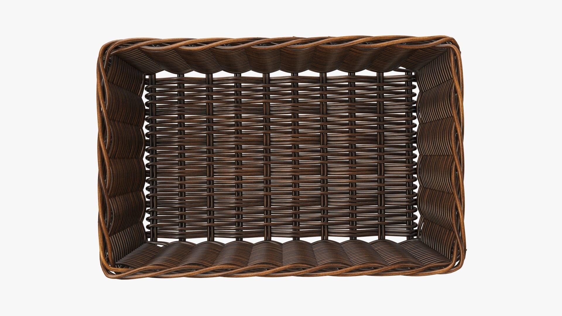 Wicker basket rectangular 01 dark brown 3D model_2