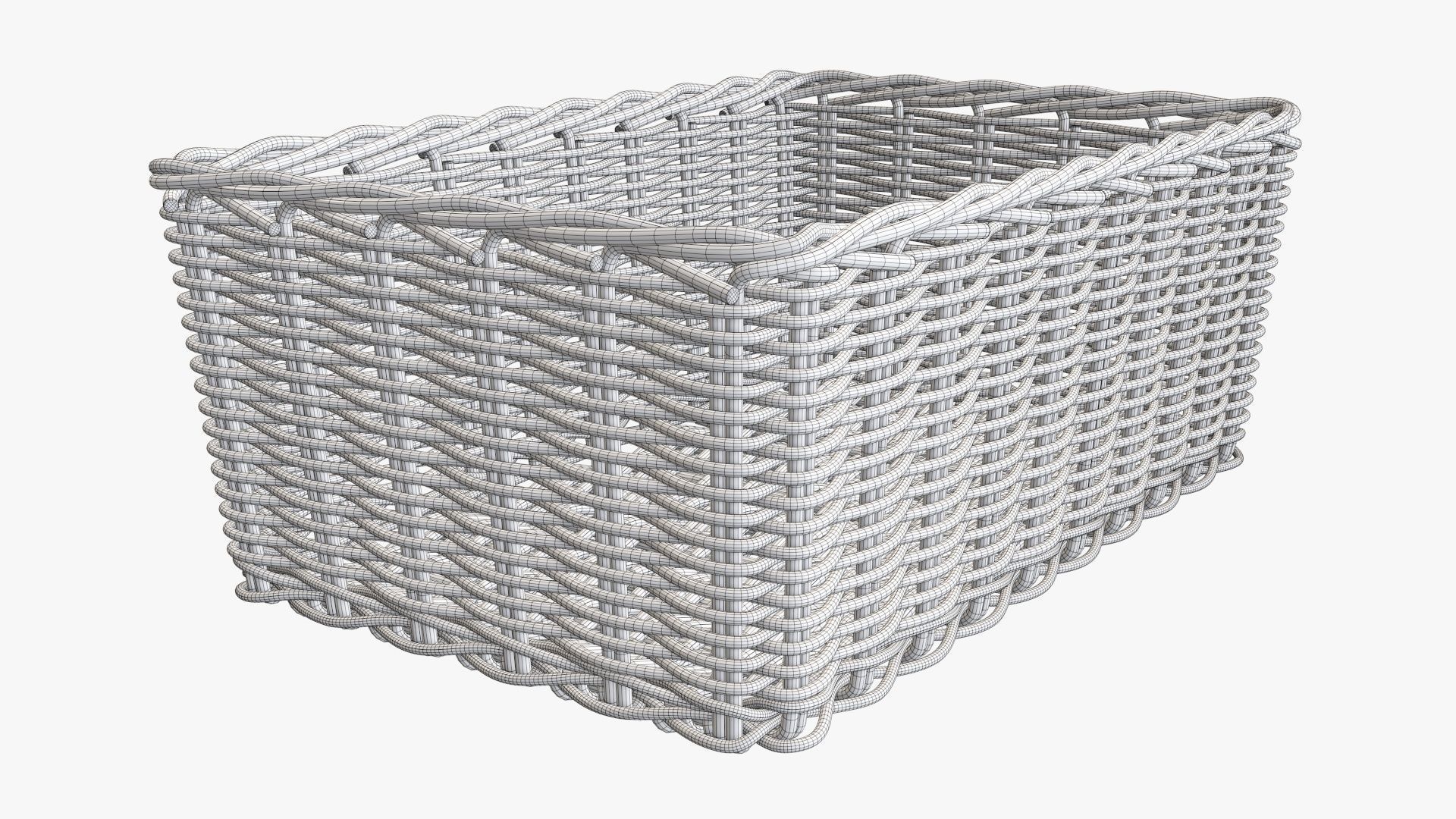 Wicker basket rectangular 01 light brown 3D model_8