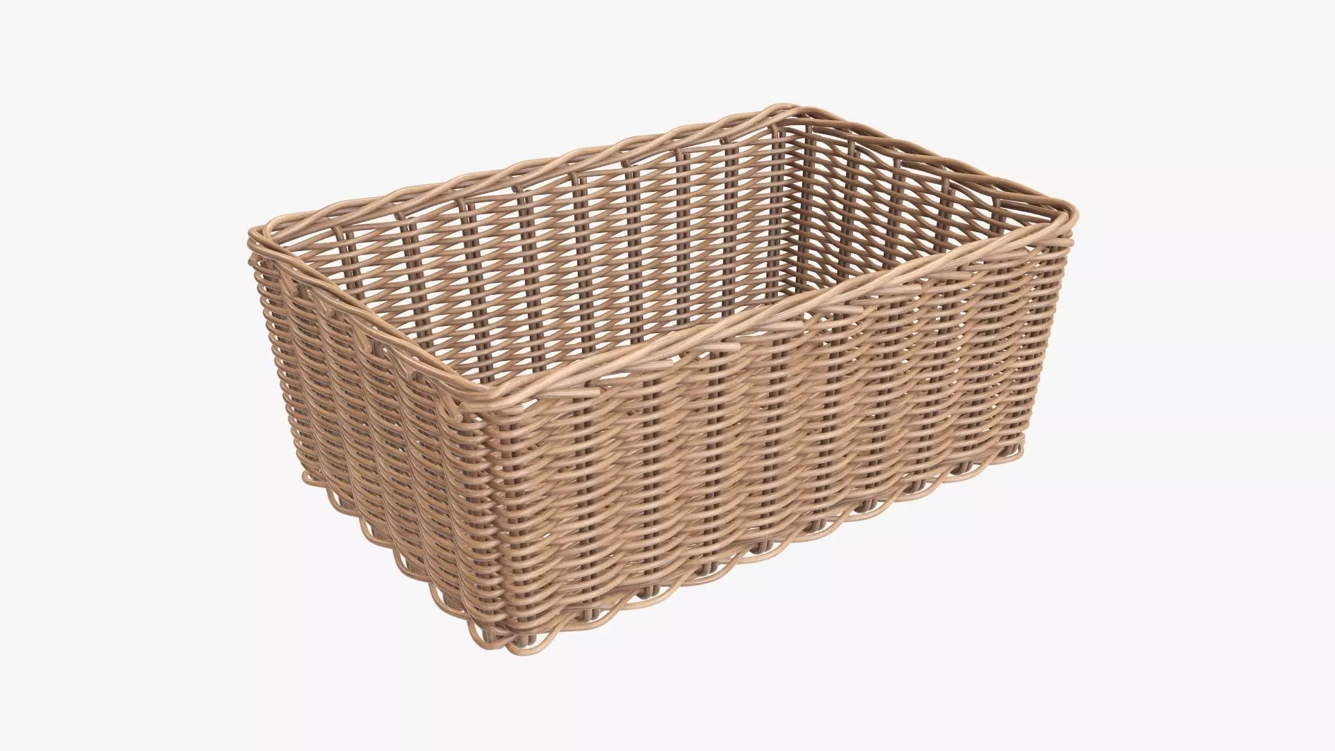 Wicker basket rectangular 01 light brown 3D model_0