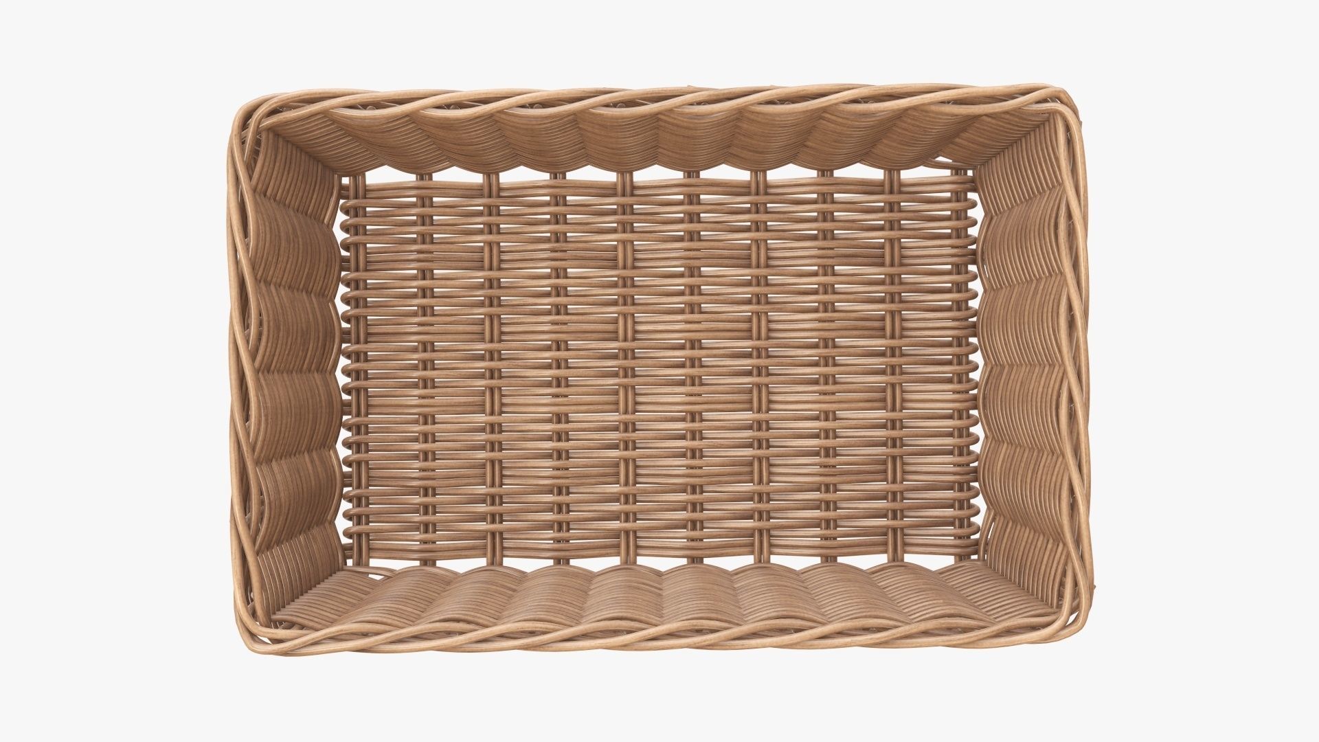 Wicker basket rectangular 01 light brown 3D model_2