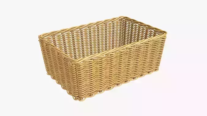 Wicker basket rectangular 01 medium brown