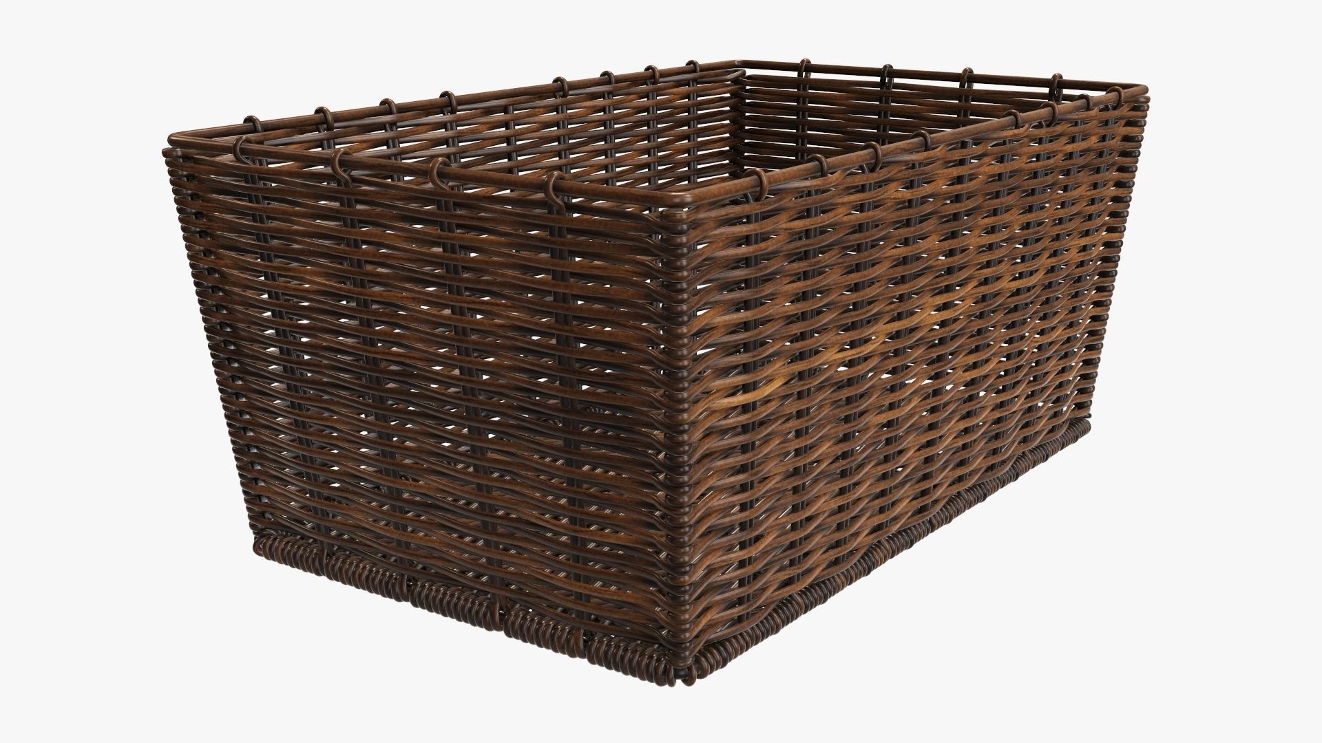 Wicker basket rectangular 02 dark brown 3D model_3