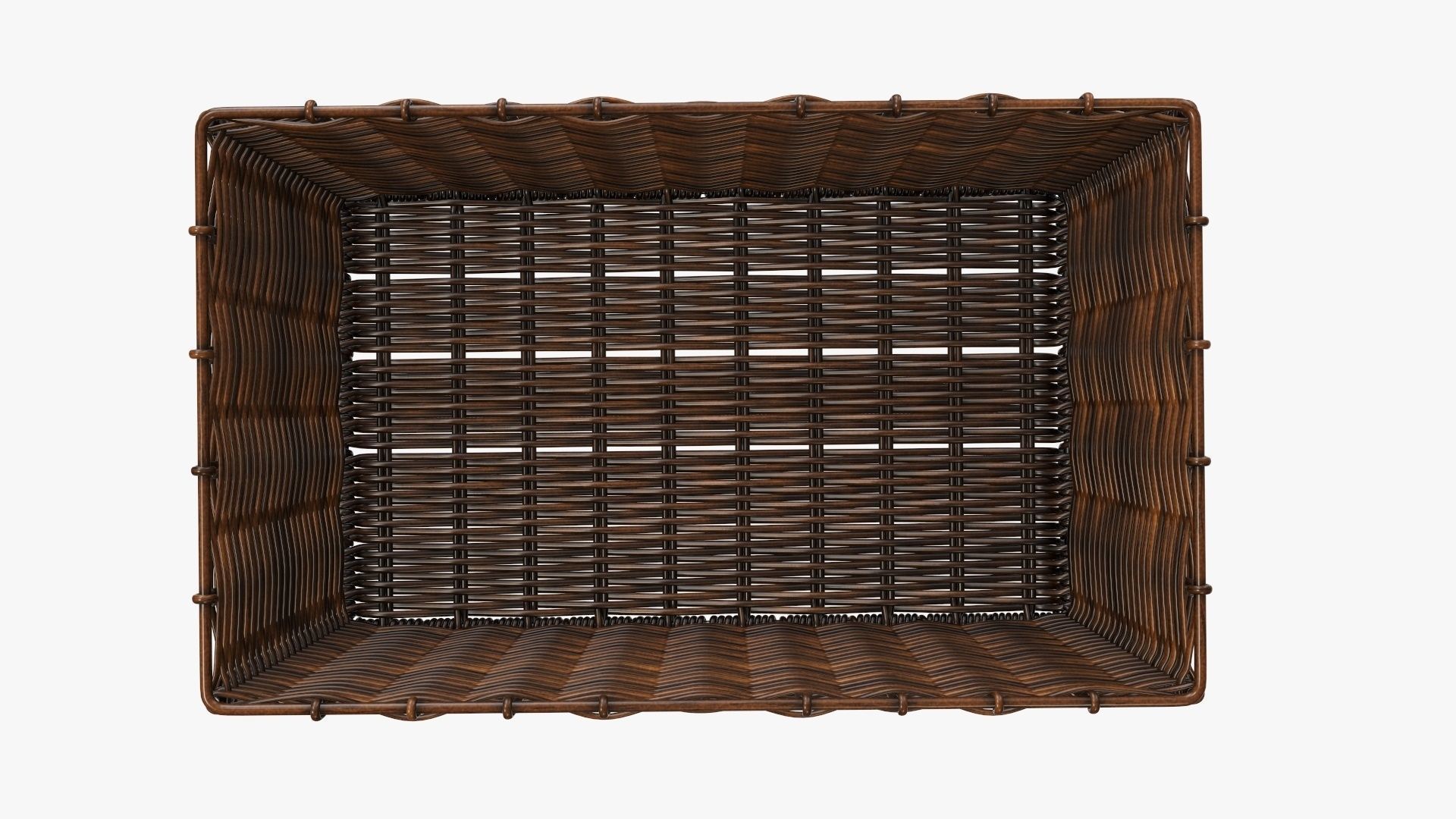 Wicker basket rectangular 02 dark brown 3D model_2