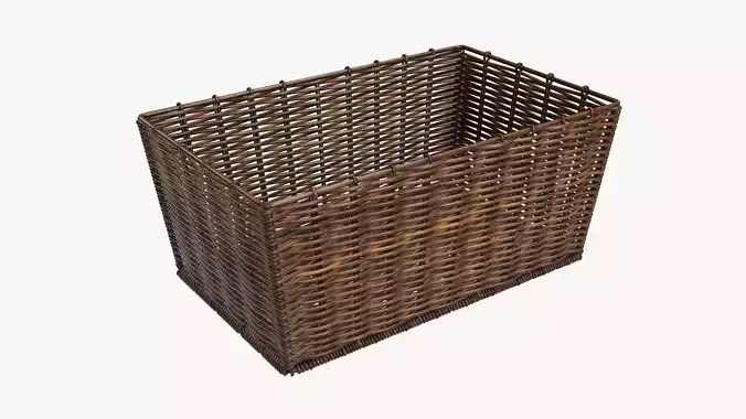 Wicker basket rectangular 02 dark brown