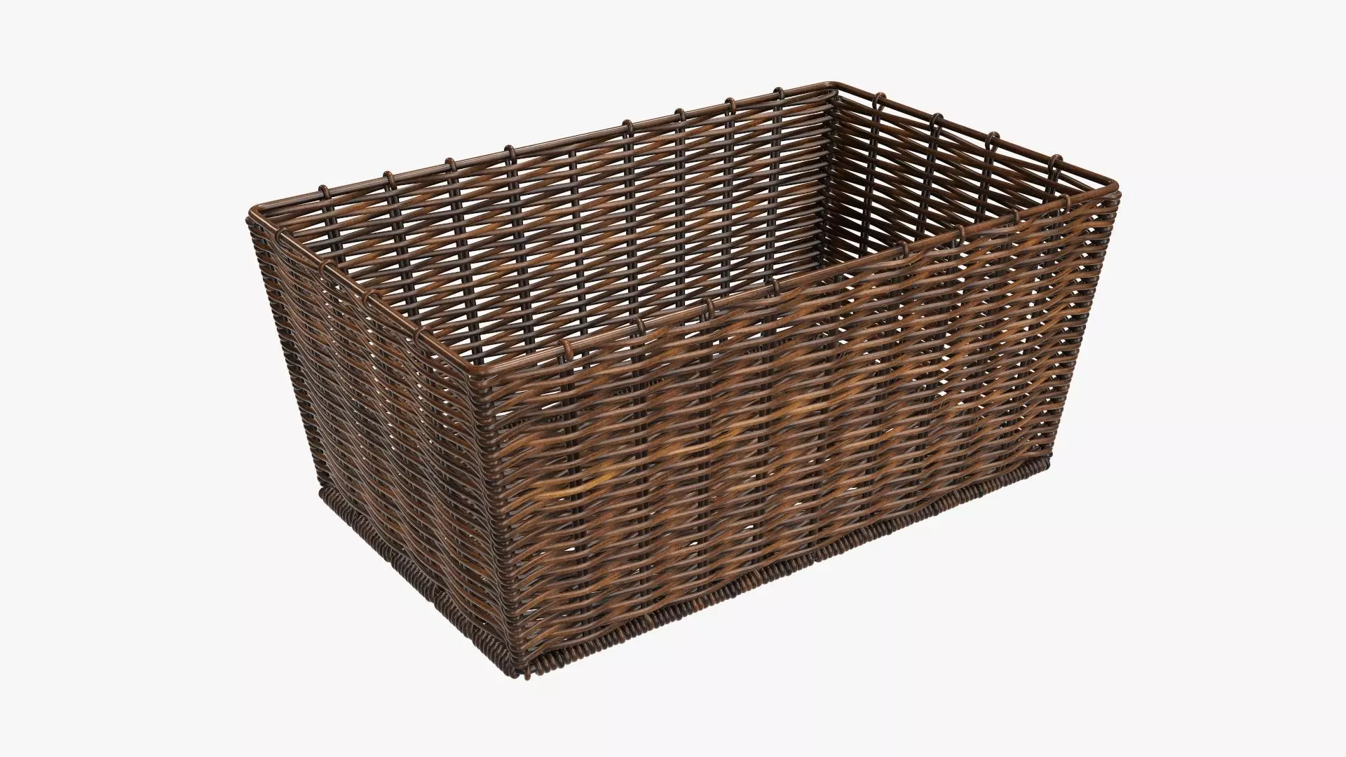 Wicker basket rectangular 02 dark brown 3D model_0