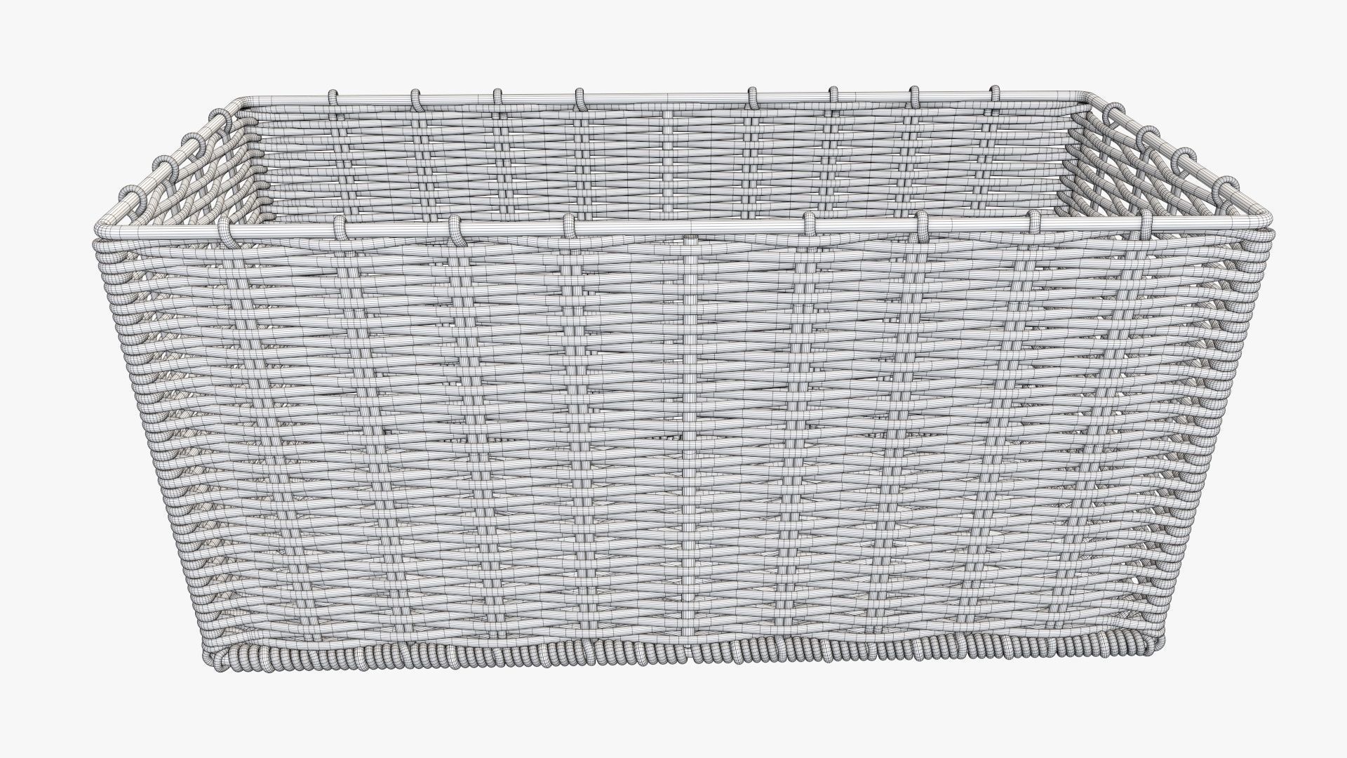 Wicker basket rectangular 02 dark brown 3D model_6