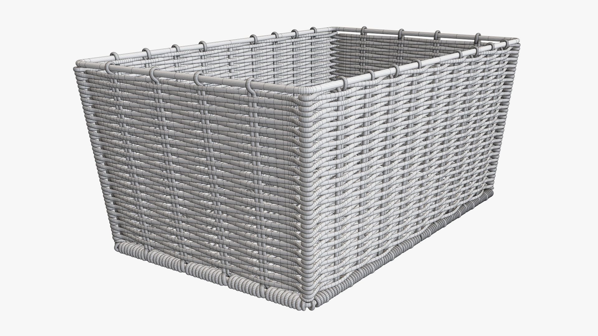 Wicker basket rectangular 02 dark brown 3D model_8