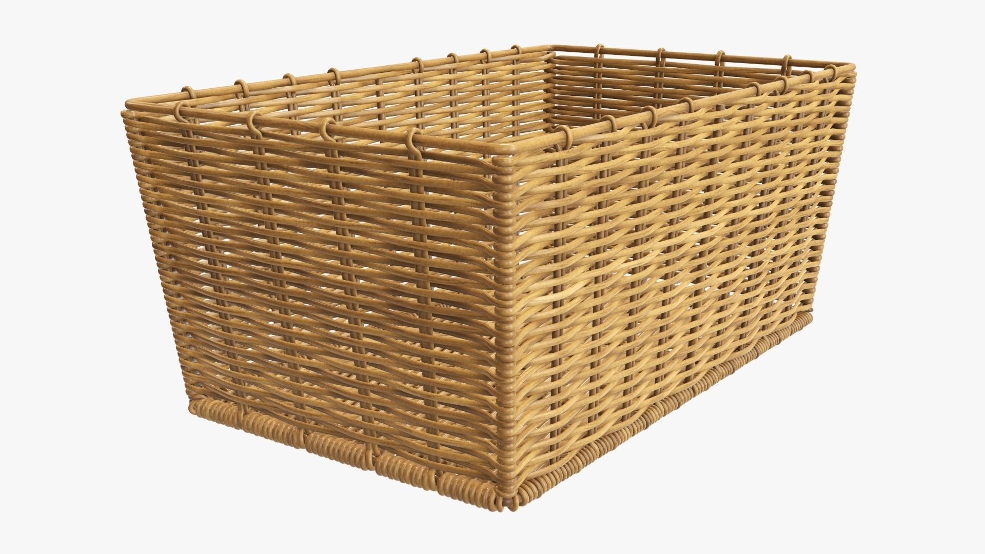 Wicker basket rectangular 02 medium brown 3D model_3