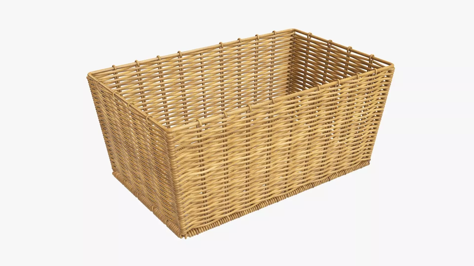 Wicker basket rectangular 02 medium brown 3D model_0