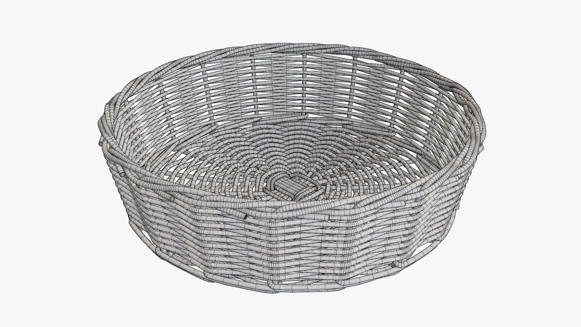 Wicker basket round dark brown 3D model_5