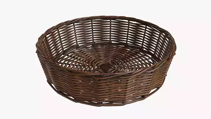Wicker basket round dark brown